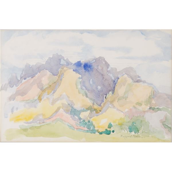 Margaret Neel, Watercolor on Paper, Abstracted Mountain Landscape, Signed