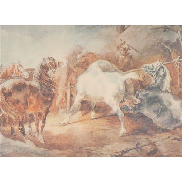 After Theodore Gericault (1791-1824) Framed Print Fighting Horses