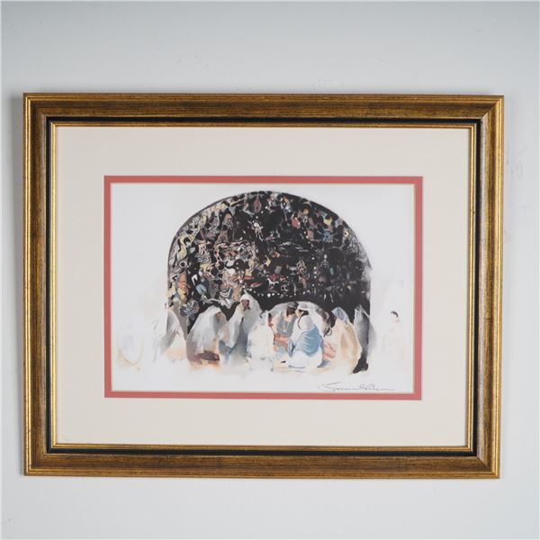 Mystical Gathering Under the Sacred Cave, Ink Signed Color Print