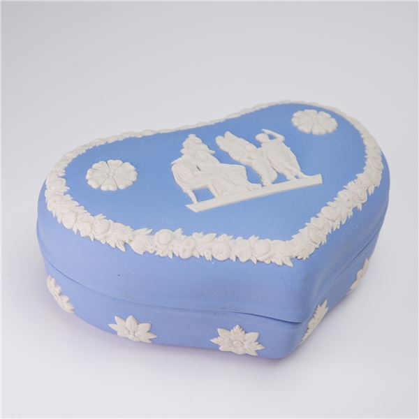 Wedgwood Blue Jasperware Heart Shaped Lidded Box