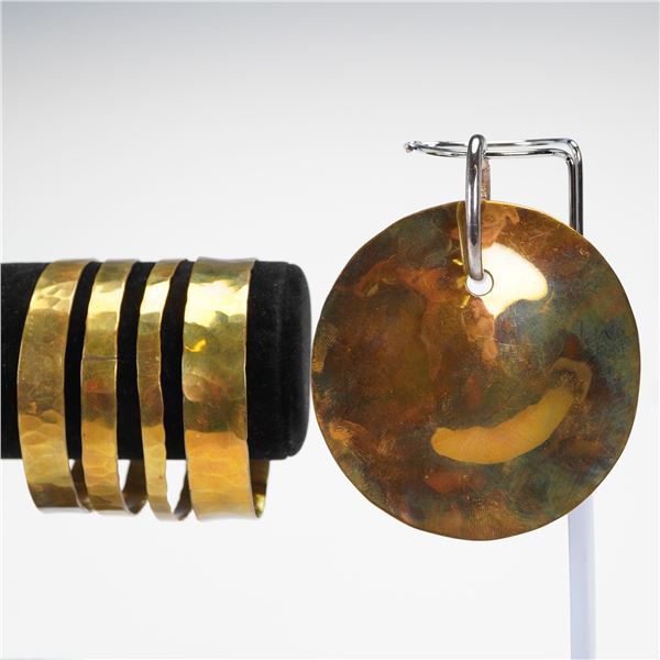 5pc RLM Studio Robert Lee Morris Modernist Disc Pendant & Bangles