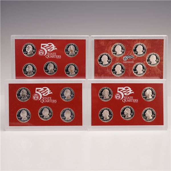 4pc 2005-S, 2006-S, 2007-S, & 2009-S U.S. Mint Silver Quarter Proof Sets