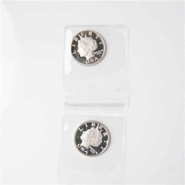 2pc 2003 1/2 Troy Ounce Five Dollar Silver Rounds