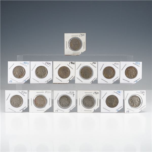 13pc US Buffalo Nickels, 1920, 3-1921, 2-1923, 3-1924, 1925, and 3-1926