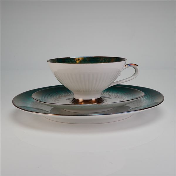 Bareuther Waldsassen Bavaria Trio Tea Set, Emerald Gold