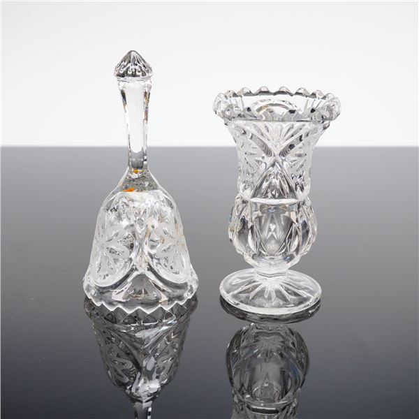 2pc Kristal Zajecar Crystal Vase and Bell