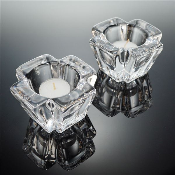 A Pair of Orrefors MAX Crystal Votive Candle Holders