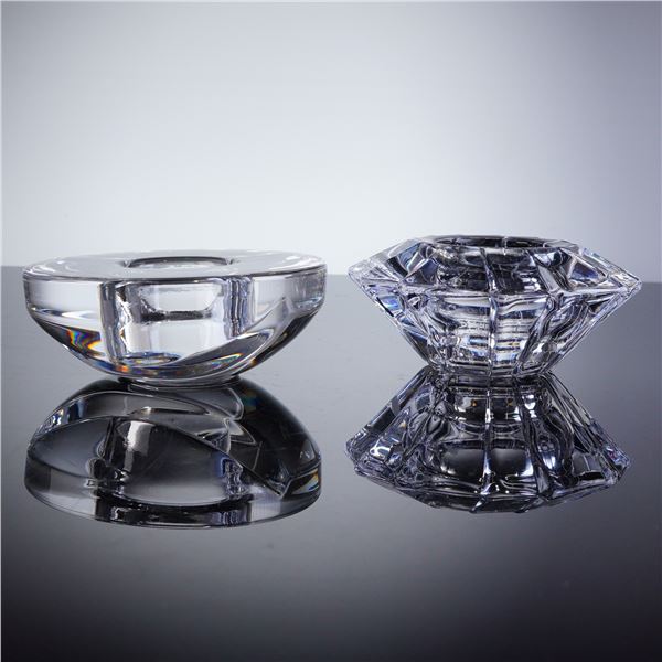 2pc Orrefors Crystal Votive Candle Holders