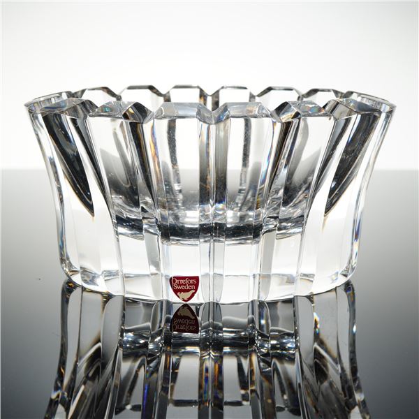 Orrefors Corona Crystal Bowl Designed by Lars Hellsten