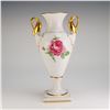 Image 1 : Alboth & Kaiser Porcelain Vase with Double Swan Handles, Moss Rose