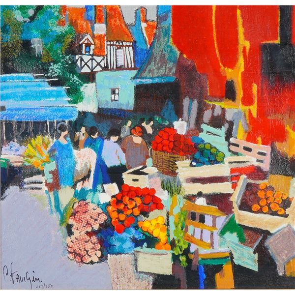 Claude Fauchere (French b. 1936) Serigraph on Paper, A Market Scene II