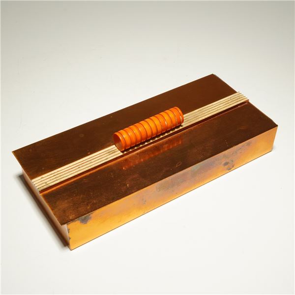 Chase USA Brass & Copper Art Deco Wood Lined Box w/ Lid