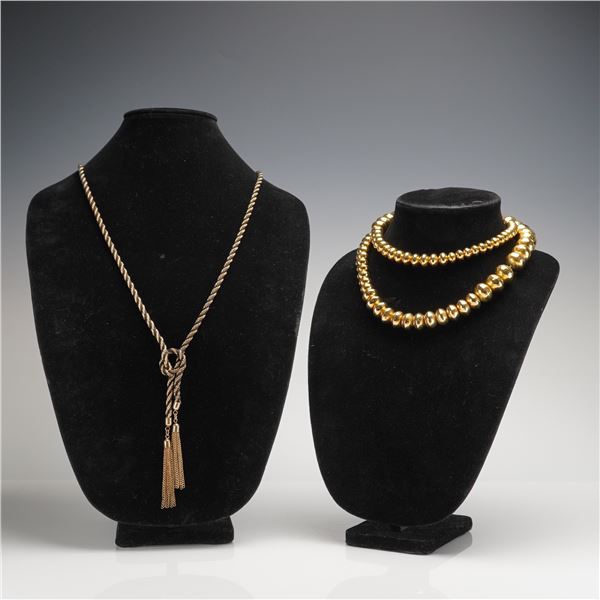 Two Monet and Guess Gold-Toned Costume Necklaces