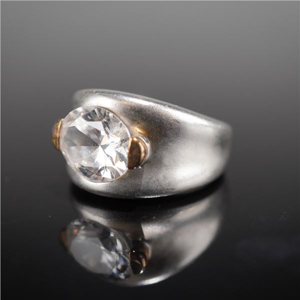 Modernist Sterling Silver and Gemstone Ring