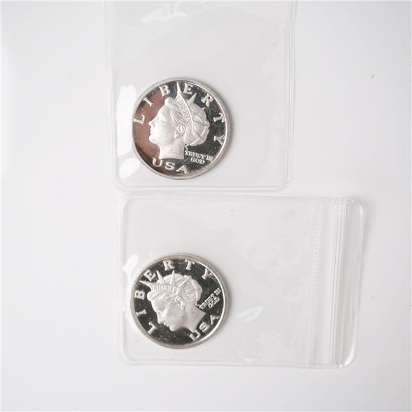 2pc 2003 1/2 Troy Ounce Five Dollar Silver Rounds
