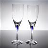 Image 1 : A Pair of Orrefors Intermezzo Blue Crystal Flutes