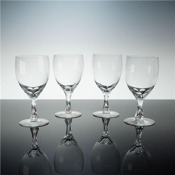 Set of Four Orrefors Crystal Coronation Wine Goblets