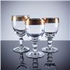 Image 1 : 3pc Gold Rim Crystal Wine Glasses