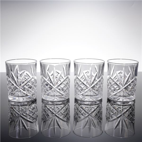 4pc Godinger Crystal Double Old Fashioned Glasses Set