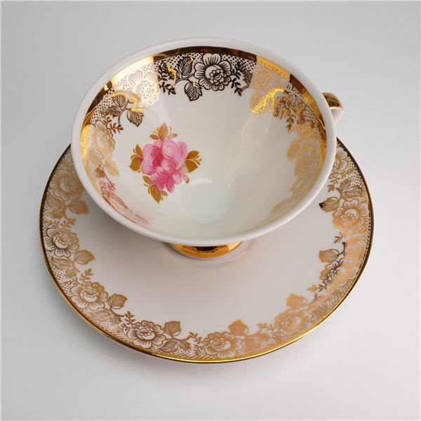 Mitterteich Bavaria Gilt Porcelain Tea Cup and Saucer