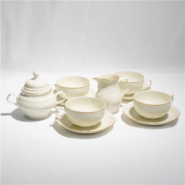 10pc Rosenthal Porcelain Cafe Ware Set, Sanssouci - Gold Band