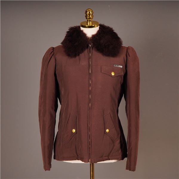 Vintage Moschino Jeans Brown Aviator-Style Jacket with Faux Fur Collar