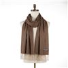 Image 1 : Cashmere & Wool Brown Herringbone Scarf w/ Fringes, Made in Scotland