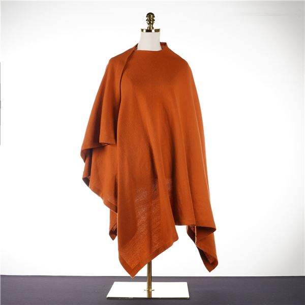 Isabelle 100% Cashmere Sienna Orange Oversize Shawl / Cape
