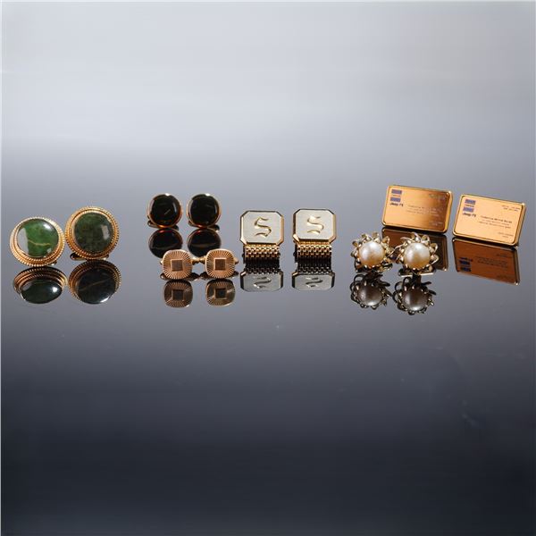 Six Pairs of Gold and Silver Tone Cufflinks