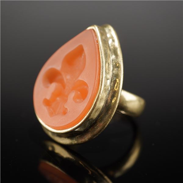 Silpada K&R Collection Fleur de Lis Brass & Resin Statement Ring