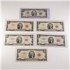 Image 1 : 6pc 1953, 1963 U.S. Two Dollar Red Seal Notes & 1995 Green Seal Note