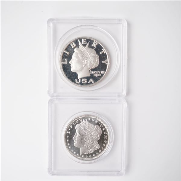 2pc American Morgan and Norfed Silver Bullion Rounds