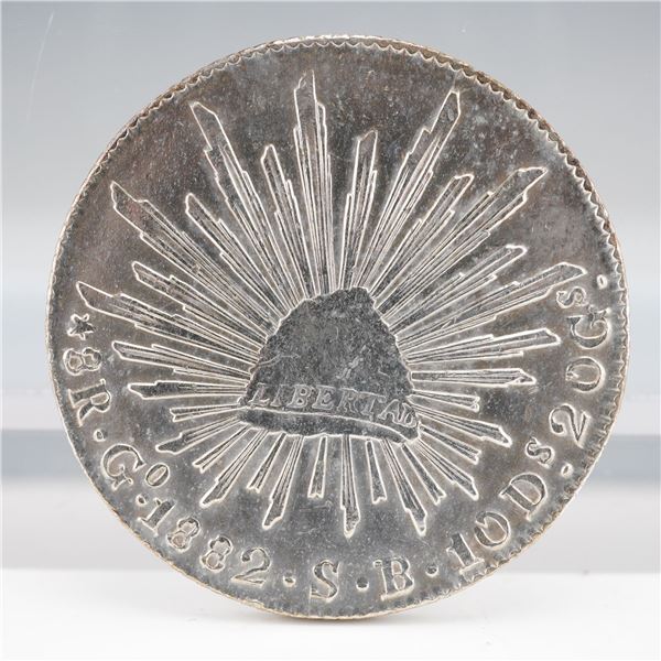 MX 1882 8 Reales Silver Guanajuato Cap & Rays