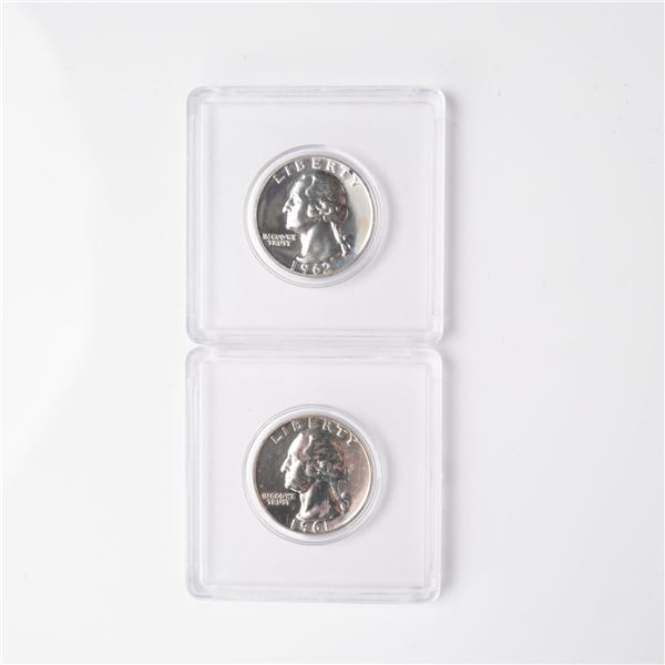 2pc 1961 & 1962 Washington Silver Quarters