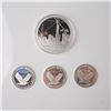 Image 2 : 4pc 2004 Freedom Tower Silver Dollar & 3 Standing Liberty Silver Round