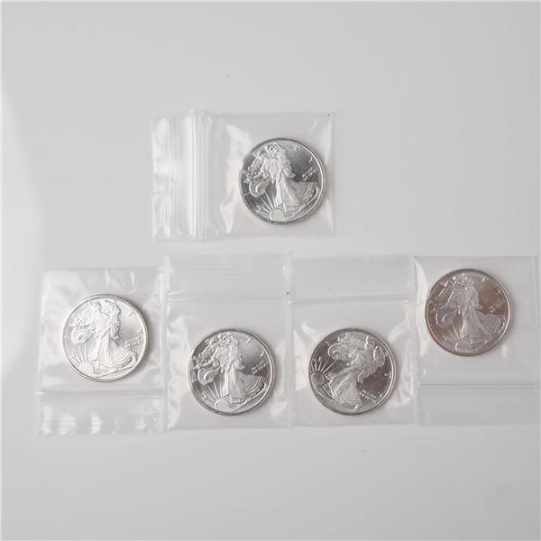 5pc Highland Mint Walking Liberty 1/4 oz Silver Rounds