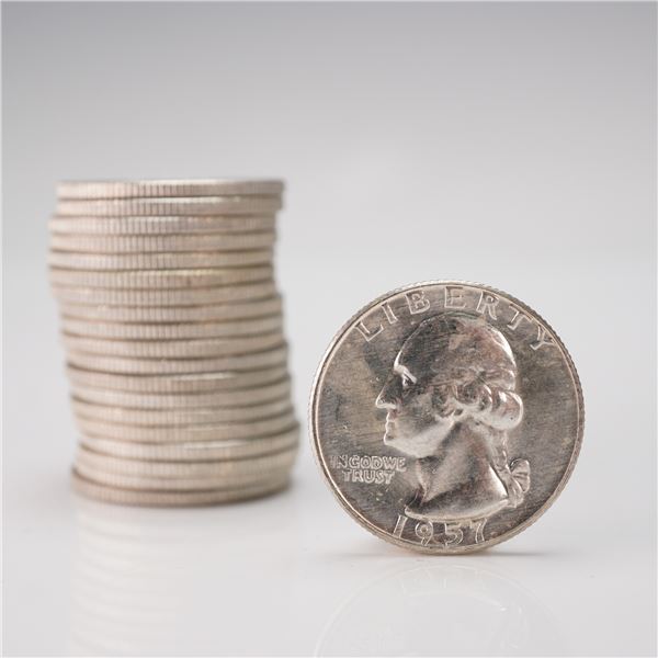25pc US Washington Quarters, 1957-D