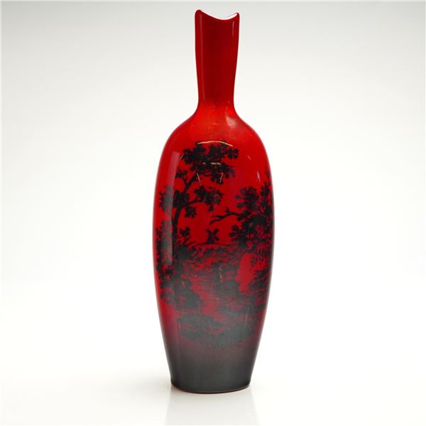 Royal Doulton Burslem Artwares Flambe Woodcut Vase 1603