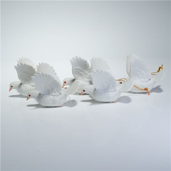 5pc Andrea by Sadek Porcelain Bisque Ornaments, White Dove