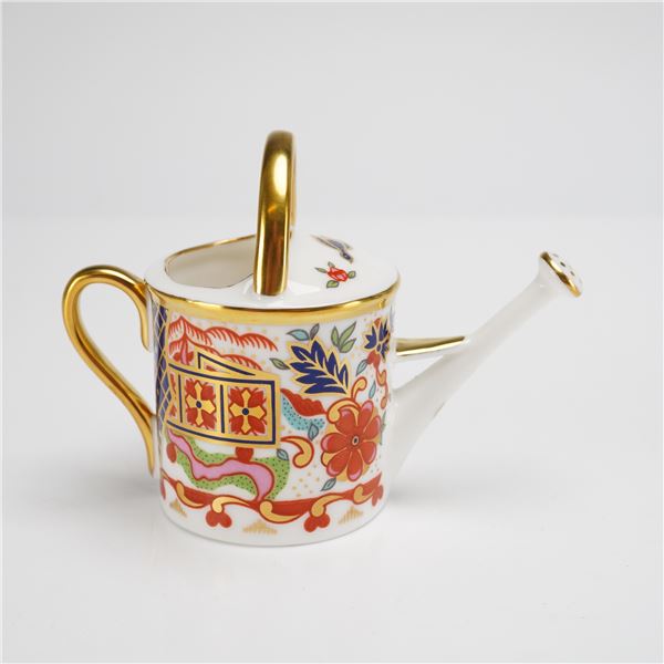A Royal Crown Derby Bone China Figurine Miniature Imari Watering Can