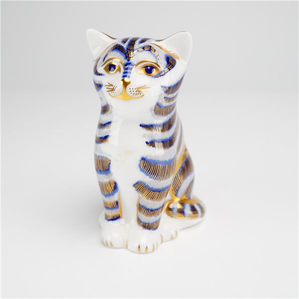 Royal Crown Derby Bone China Paperweight, Gray Kitten