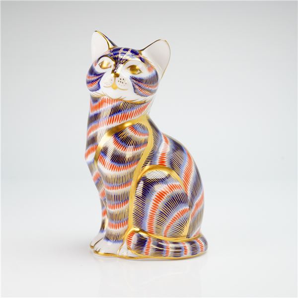 Royal Crown Derby Paperweight, Imari Cat