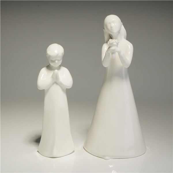2pc Royal Doulton Images Figurines, Happy Birthday HN3829 and Prayer HN4378