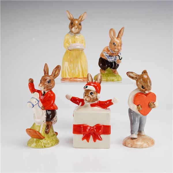 Five Royal Doulton Bunnykins Figurines Tom Christmas Surprise Sweetheart