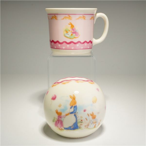 2pc Royal Doulton Bunnykins Sweet Hearts Mug and Money Bank