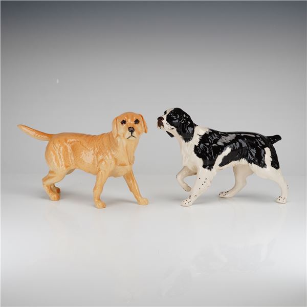 2pc Beswick Dog Figurines, English Spring Spaniel & Golden Labrador