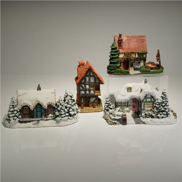 4pc David Winter and Hawthorne Village Miniature House Figurines