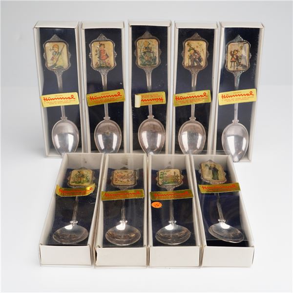 9pc Goebel Hummel ARS Edition Silver Plated Souvenir Spoons
