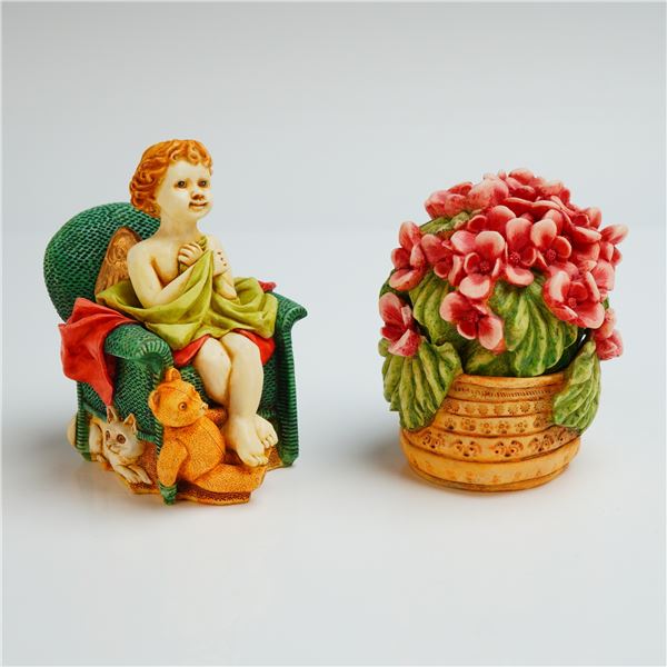 2pc Harmony Kingdom Box Figurines, Begonia & Joyeaux