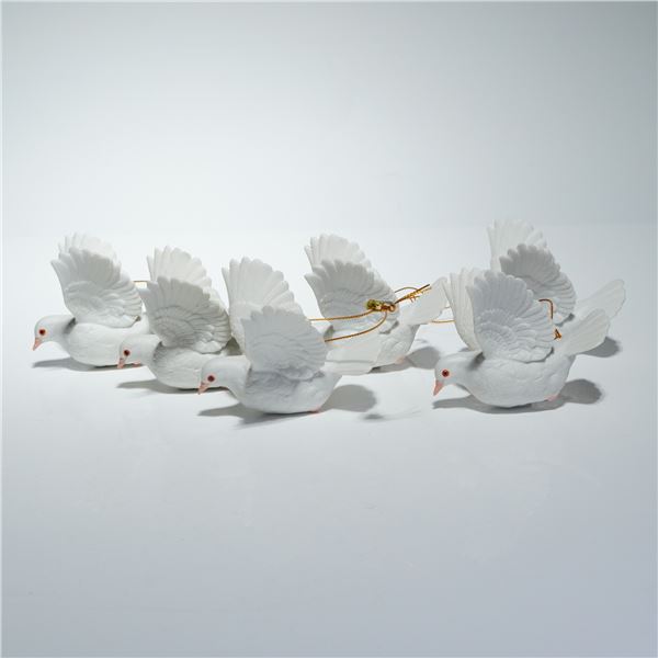 6pc Andrea by Sadek Porcelain Bisque Ornaments, White Dove